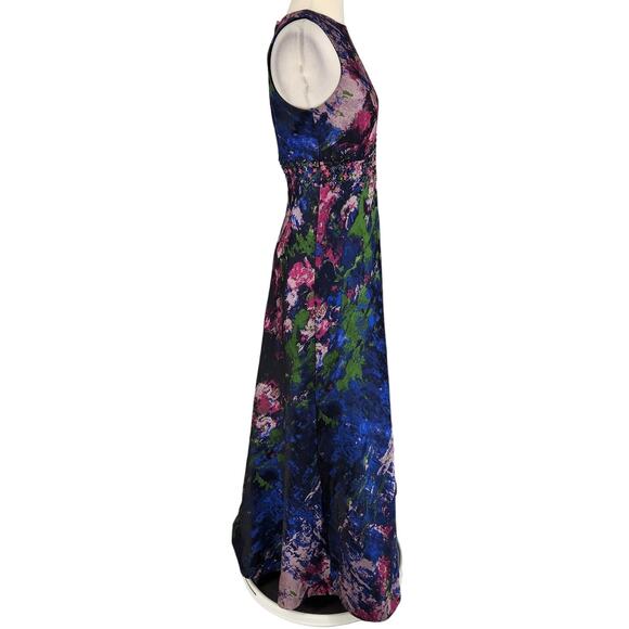 Carmen Marc Valvo Infusion Jacquard Tapestry Gown Abstract Print Size 4 - Picture 10 of 13